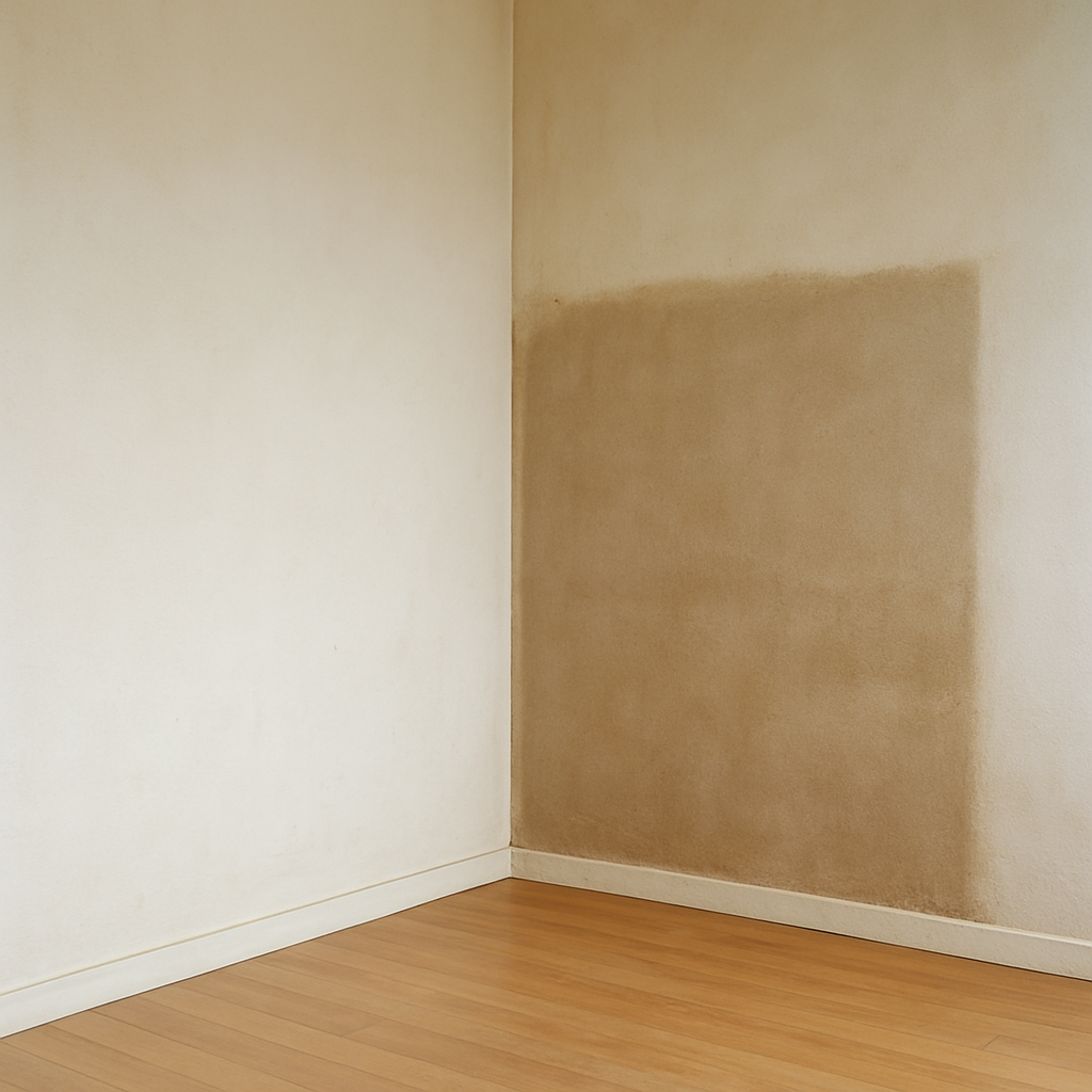 Стена после сдвига дивана — тон разный