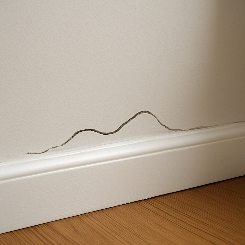 Стык плинтуса крупным планом