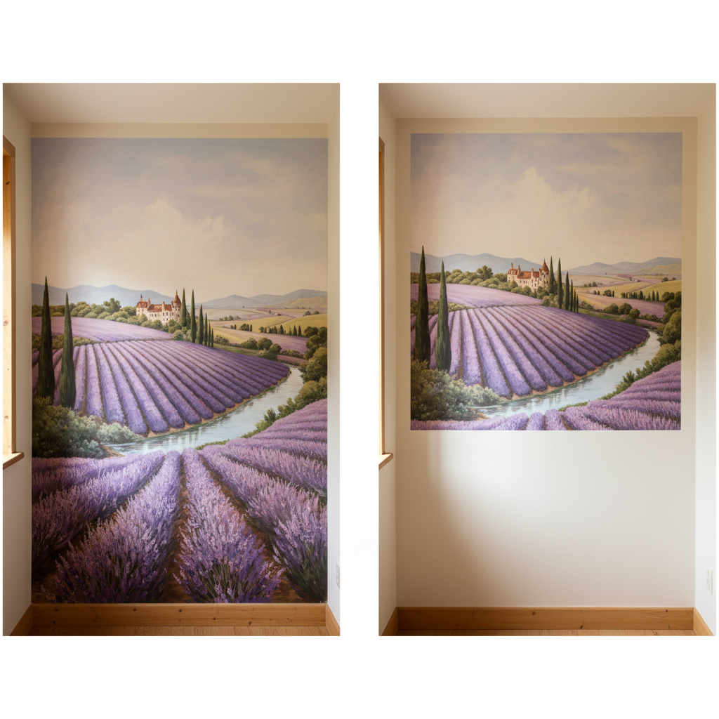 Фреска в край против фрески с отступом