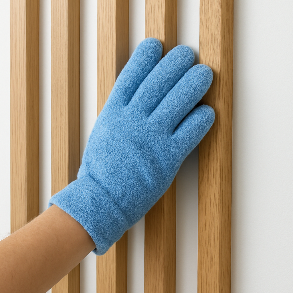 Уборка реек микрофибровой перчаткой