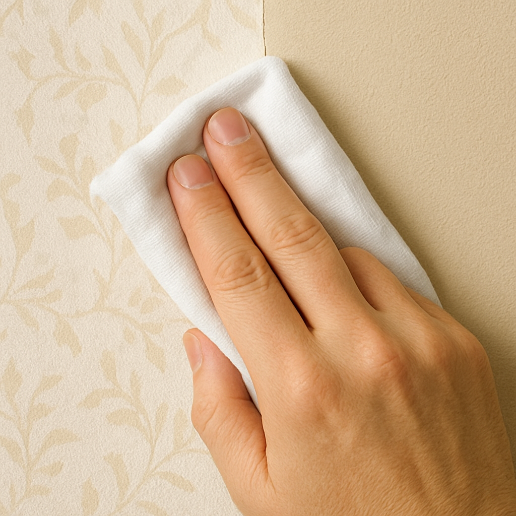 Прижатие отставшего края через ткань