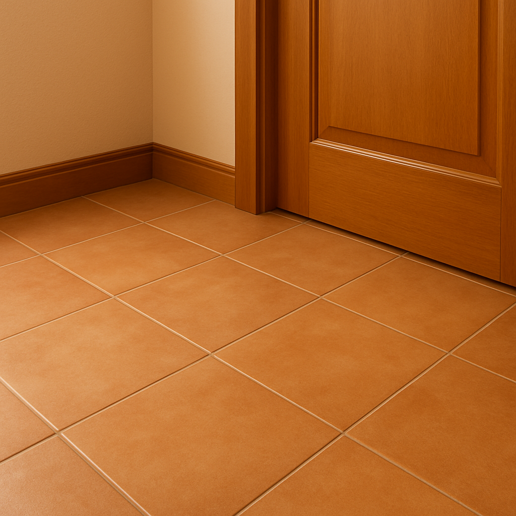 Плитка, двери и плинтус в одной гамме